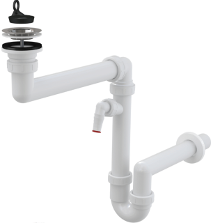 Сифон для мойки AlcaPlast экономящий пространство с подводкой A870P-DN40