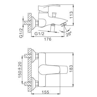 Смеситель для ванны и душа Frap F3070 хром