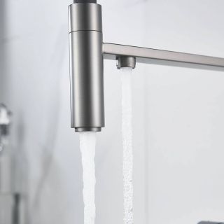 Смеситель для кухни с гибким изливом и подключением фильтра Maretti Calabria CA31RGF11, оружейная сталь