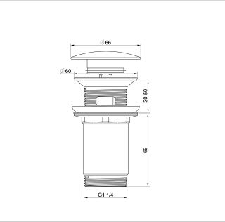 Донный клапан для раковины Wonzon & Woghand WW-88SS09-BG с переливом брашированное золото