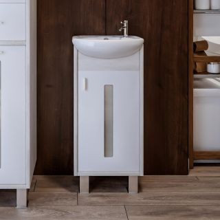 Тумба под раковину Бриклаер Бали 4627125412080 правая 40 см светлая лиственница/белый