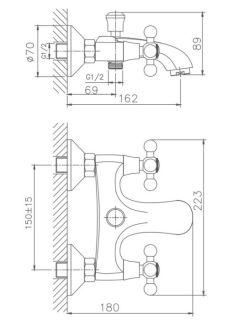 Смеситель для ванны Haiba HB3119-4 бронза