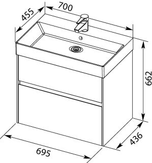Тумба под раковину Aquanet Polya 345591 70 см белый глянец