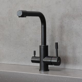 Смеситель для кухни Lemark Expert LM5061BL с подключением к фильтру с питьевой водой чёрный матовый