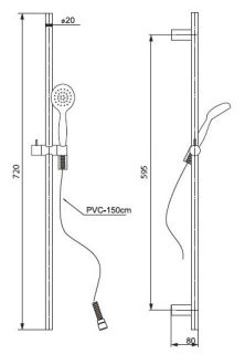 Душевой гарнитур Paini Bergamo BRCR121L7 70см хром