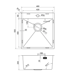 Мойка кухонная Reflexion Iseo 46-SS RX2246SS полированная сталь