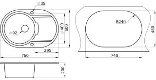 Мойка кухонная Paulmark Fittich PM317650-BL чёрный