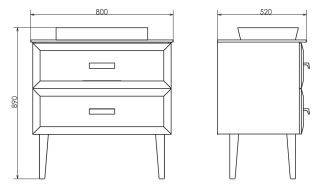 Тумба-умывальник COMFORTY Империя 80 с графитовой столешницей c раковиной Comforty 78189 ,00-00014817