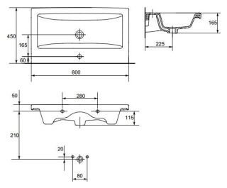 Мебельная раковина Cersanit Como 80см белый 00000007931