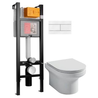 Унитаз с инсталляцией Jacob Delafon Elite  E21755RU-00 с сиденьем Микролифт и клавишей смыва Хром