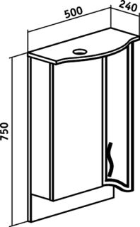 Зеркальный шкаф Runo справа Севилья 50 (00000000799)