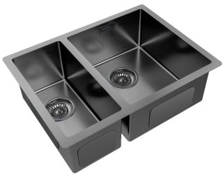 Мойка кухонная Paulmark Gerberg PM225944-GMR правая воронёная сталь