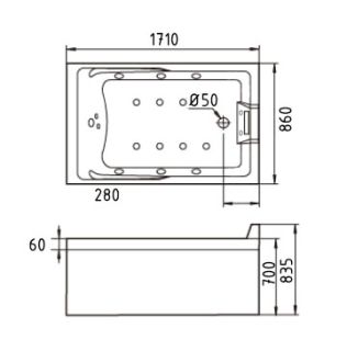 Акриловая ванна Gemy G9066 II O R 171x86x83