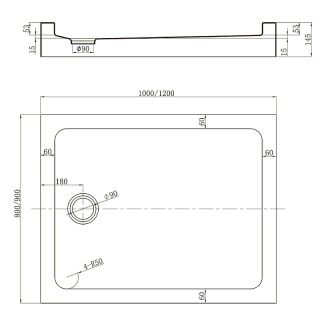 Душевой поддон прямоугольный Veconi Tezeo Acrylic TZ-54, 1200x900x150, акрил, белый