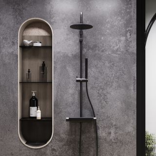 Душевая стойка Damixa Scandinavian Pure 936750300 с термостатом Черная матовая