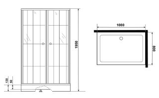 Душевой уголок Niagara NG-0118-14 с поддоном 100x80см чёрный/прозрачное