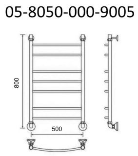 Полотенцесушитель водяной Маргроид В5 Р80*50 чёрный матовый 05-8050-000-9005