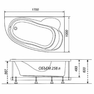Акриловая ванна Triton Изабель Щ0000048746 170x100 см L белый