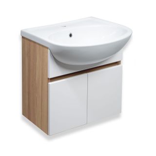 Тумба Runo Лада 50 подвесная блэквуд/белый под умывальник Уют 50 (00-00004577)