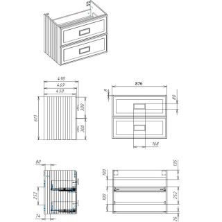 Тумба под раковину La Fenice Cubo TWIN  FNC-01-CUB-B-90-2 87.6 см