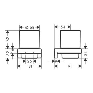 HG 41749700 AddStoris Стакан для зубных щеток, металл/матовое стекло
