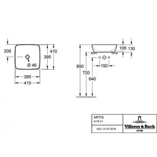 Раковина Villeroy Boch Artis 417841BCT5 41х41 см, Mustard ярко-желтый
