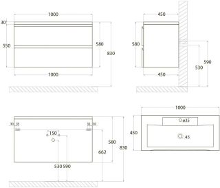 Подвесная тумба под раковину Art&Max Bianchi 100см оливковый матовый AM-Bianchi-1000-2C-SO-OM
