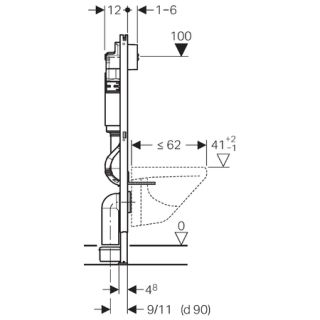 Инсталляция Geberit Delta 458.124.21.1 для подвесного унитазa с кнопкой смыва