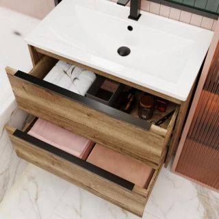 Тумба под раковину La Fenice Tesoro FNC-01-TES-DGT-100-2 Дуб галифакс табак 100 см