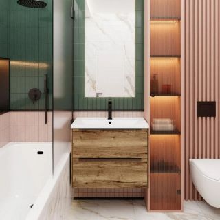 Тумба под раковину La Fenice Tesoro FNC-01-TES-DGT-100-2 Дуб галифакс табак 100 см