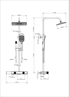Душевая стойка Wonzon & Woghand Shelf WW-B4161-MW с термостатом белый матовый