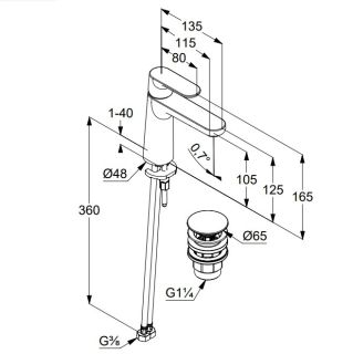 Смеситель для раковины Kludi Louva 242885375 белый матовый