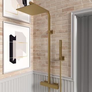 Душевая стойка Paini Dax-R 84PJ689TH с термостатом матовое золото