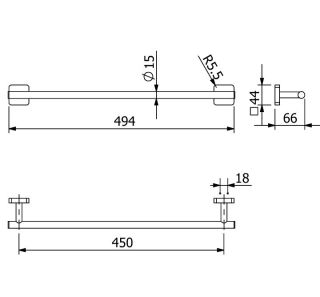 Полотенцедержатель Kludi Vela S 2598005 45 см хром