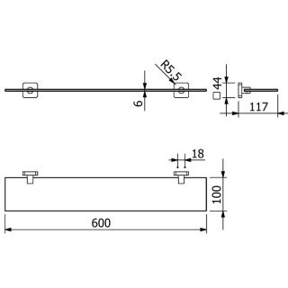 Полка стеклянная Kludi Vela S 2597339 60 см чёрный матовый