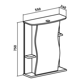 Зеркальный шкаф Runo правый Лилия 55 (00000000028)