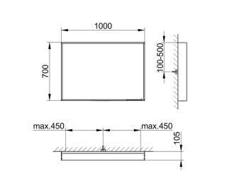 Зеркало для ванны Keuco Plan 33098113000 100 см