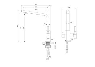 Смеситель для кухни Wonzon & Woghand WW-88458003-CR с подключением фильтра хром