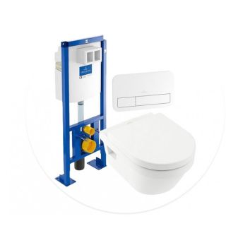 Унитаз Villeroy Boch с сиденьем+Инсталляционная система+Клавиша смыва 568CDR01 альпийский белый