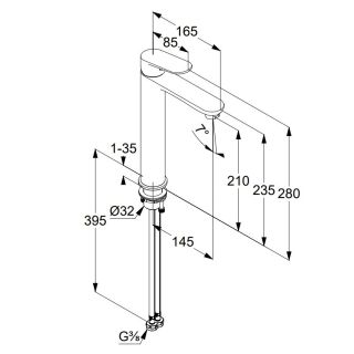 Смеситель для раковины Kludi X1 322983975 чёрный матовый