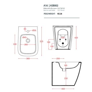 Биде Artceram A16 ASB002 39 00 cocoa