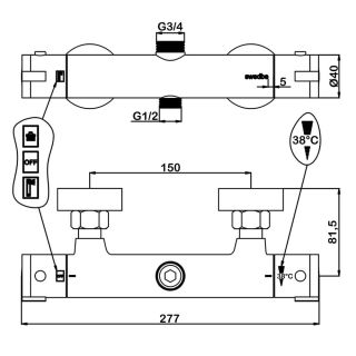 Смеситель для душа Swedbe Hermes 9022B термостатический чёрный