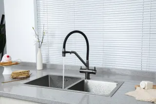 Смесители для кухни Gappo G4398-89 под фильтр с гибким изливом оружейная сталь