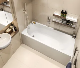 Ванна Bas Афина 170х75 см белый глянец литьевой мрамор