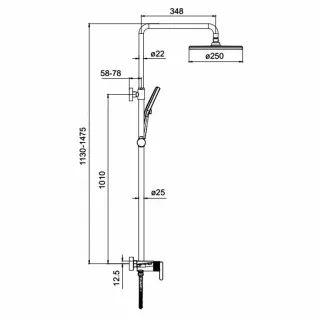 Душевая стойка Gappo G2499-39 оружейная сталь