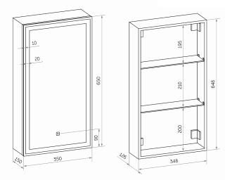 Зеркало-шкаф с подсветкой Continent Mirror Box Black МВК054 правый 35см чёрный