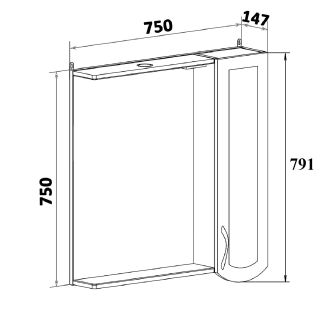 Зеркальный шкаф Runo правый Неаполь 75 (00-00001031)