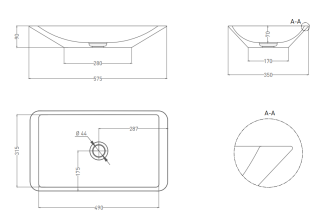 Накладная раковина Salini Callista 03 S-Stone 1101207SMRH 58см RAL снаружи