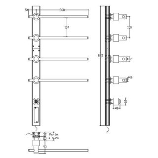 Полотенцесушитель электрический Margaroli Sole 622 Switch box Black Matt DB 85x37 см чёрный матовый