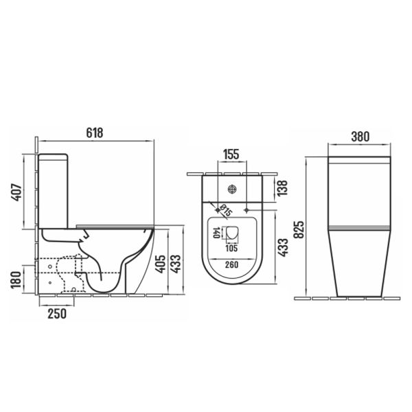 Унитаз-компакт Melana MLN-310308 безободковый белый